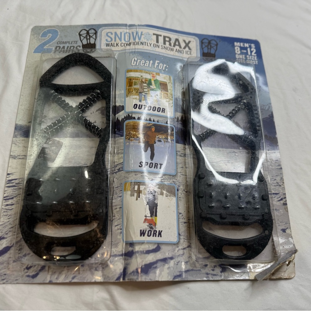 Snow Trax, 2 pair, Snow and Ice Grippers for Men, (Size 8-12)New in Box